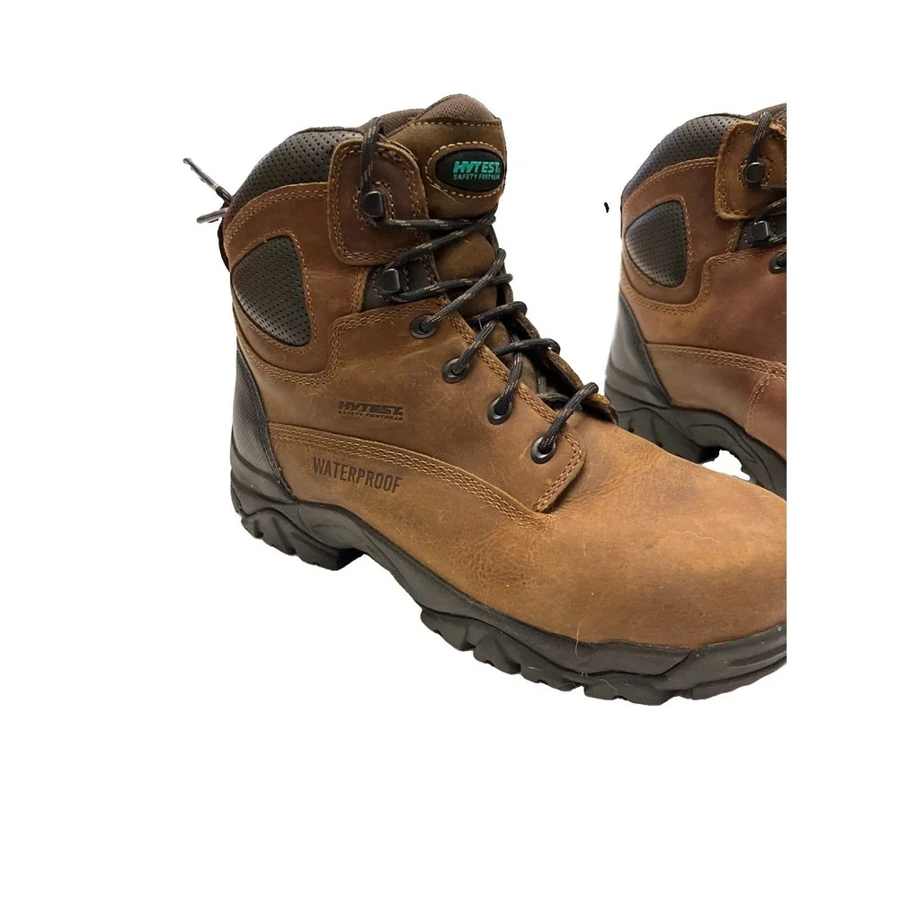 Hytest Boot Mens Size 8 Wide Knox 2 Steel Toe Work Brown Sudan Brown Leather